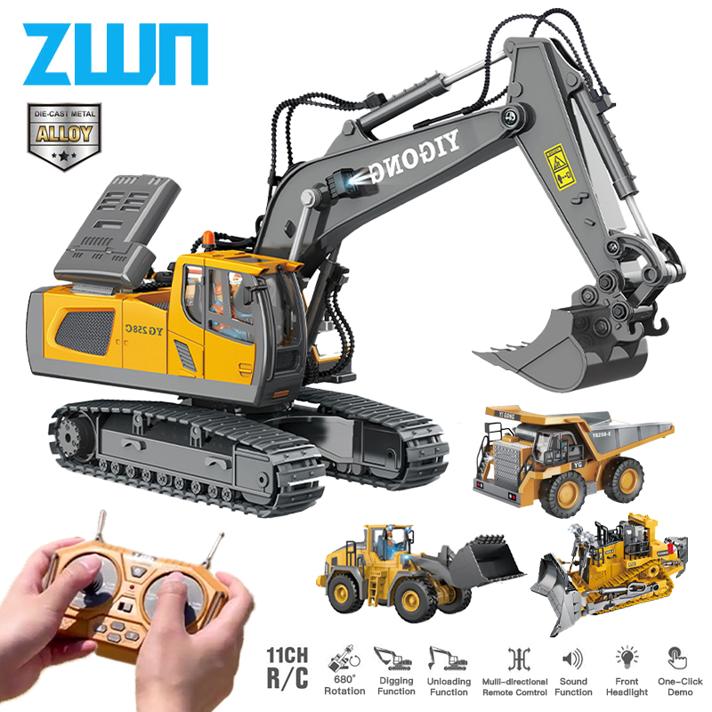 Rc Hobby Grade - ZWN-Caminhão basculante escavadeira de controle remoto,