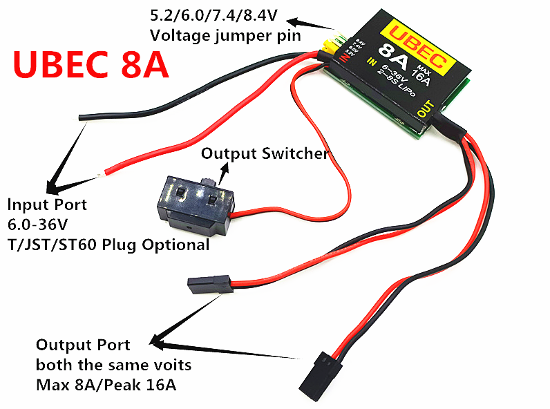 4S-6S 15-26v UBEC-8A BEC DUAL  - Hobby Queen Rc avaliação e preço
