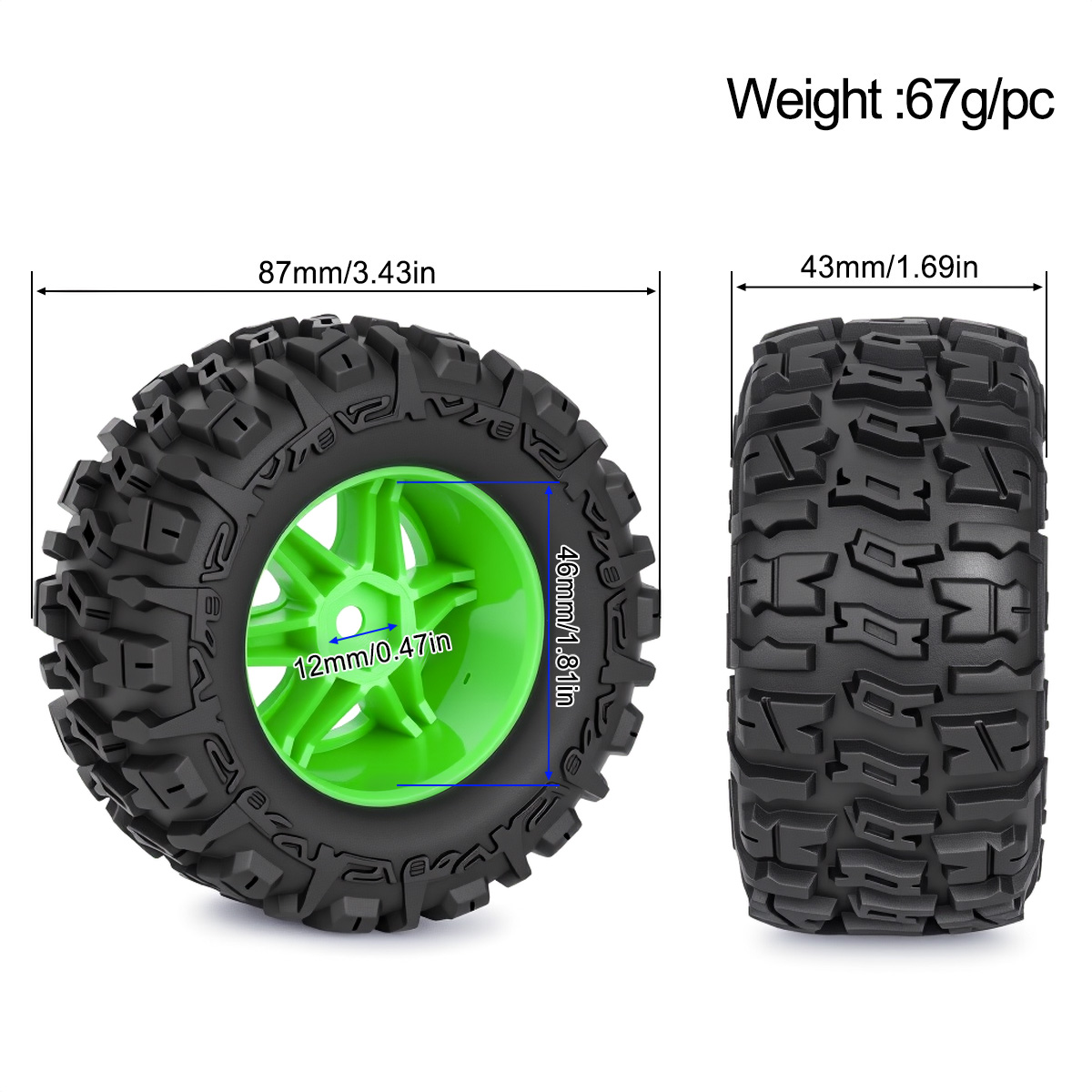 4 Peças de Pneus de Borracha d - Rc Truck Monster avaliação e preço
