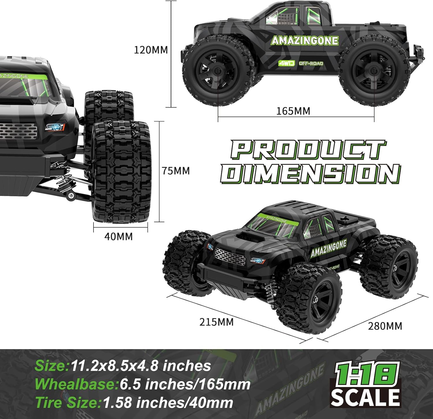 Carro RC JT18W em Escala 1/18, - Rc Hobby Grade Monster Truck avaliação e preço